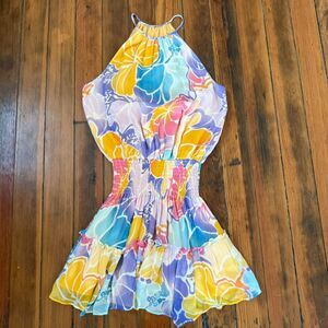 Ramy Brook Kourtney Floral High Neck Fit And Flare Mini Dress Silk - S